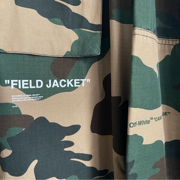 Off White " Field Jacket " Camo 4 Pocket Button Front Jacket - Picture 3 of 10